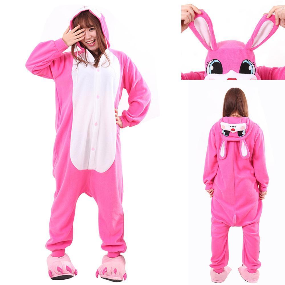 BuyAdult Easter Bunny Rabbit Kigurumi Onesie Warm Hoodie Costume Pajamas Now Cheaper With 3 - 5 Days Ship - PajamasBuy