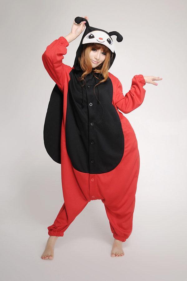 BuyAdult Red Ladybird Onesies Hoodie kigurumi costume Pajamas Now Cheaper With 3 - 5 Days Ship - PajamasBuy