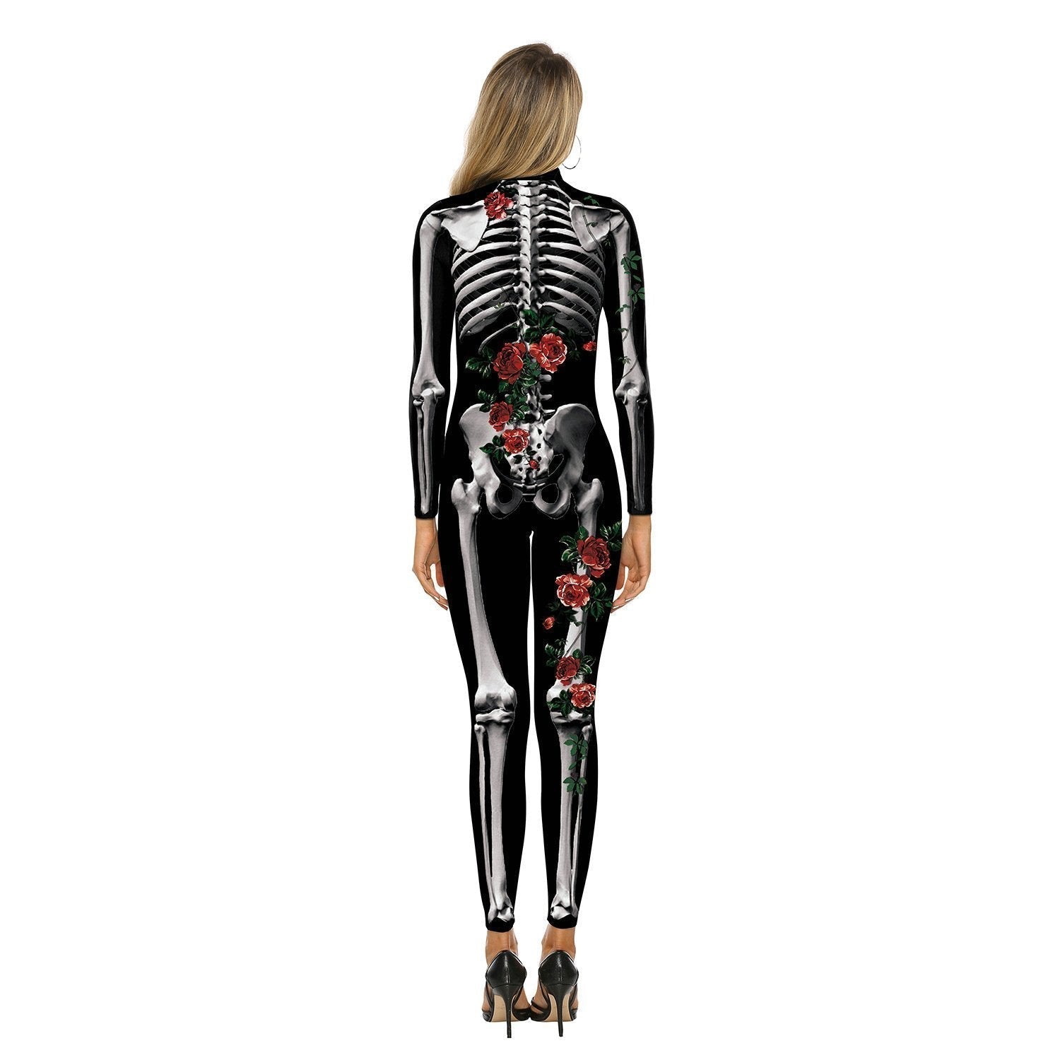 BuyAdult Skeleton Print Zentai Jumpsuit Halloween Cosplay Costume Now Cheaper With 3 - 5 Days Ship - PajamasBuy