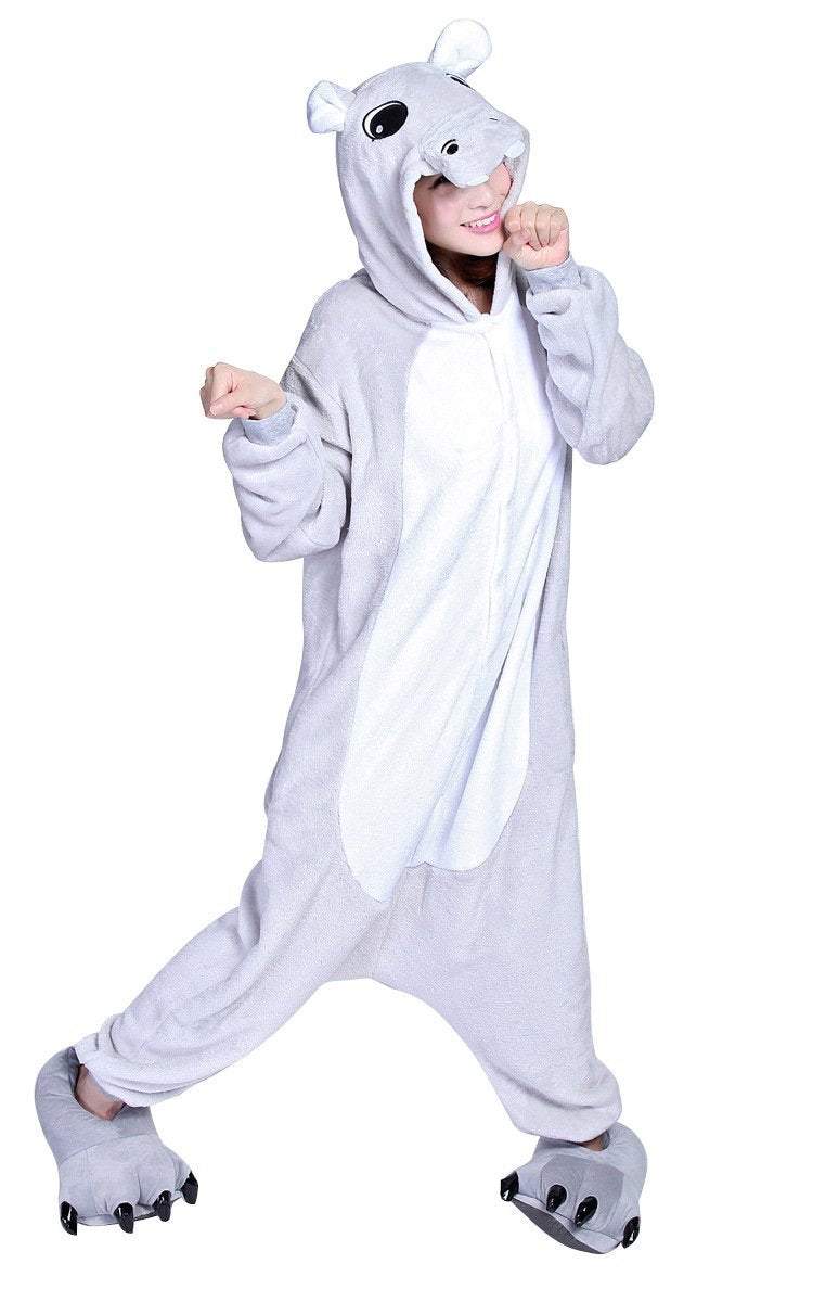 BuyAdult Unisex Hippo Onesies Hoodie Kigurumi Costume Pajamas Now Cheaper With 3 - 5 Days Ship - PajamasBuy