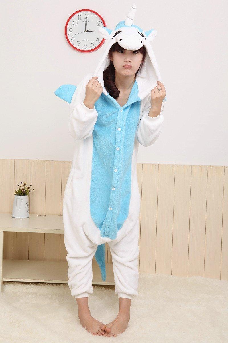 Adult Unsex Blue Unicorn Kigurumi Onesies Animal Costume Pajamas - Pajamasbuy