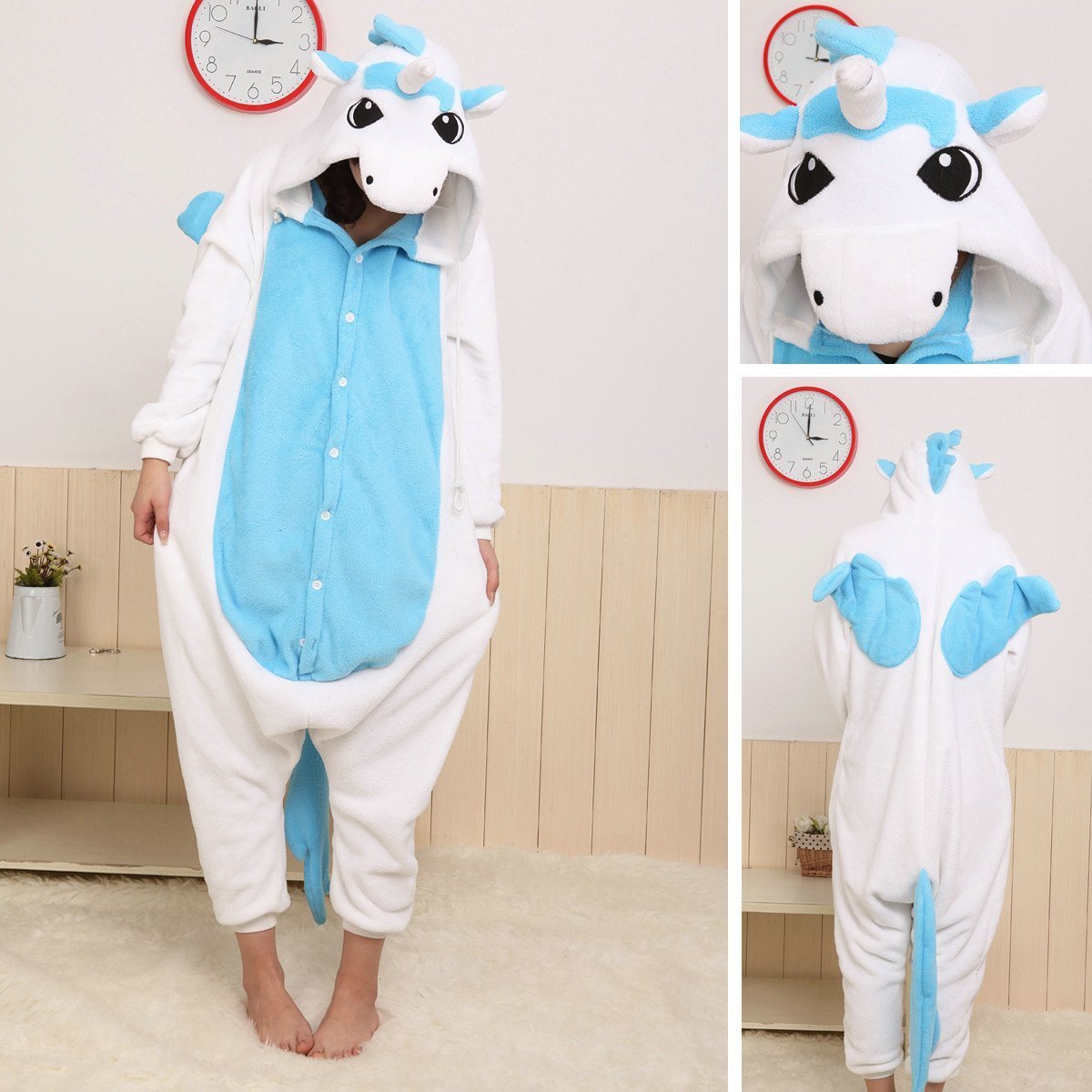 BuyAdult Unsex Blue Unicorn Kigurumi Onesies Animal Costume Pajamas Now Cheaper With 3 - 5 Days Ship - PajamasBuy