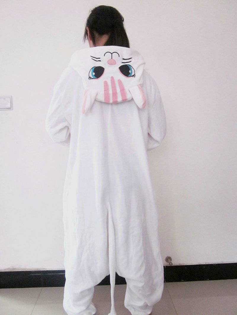 BuyAdult white cat Onesies Hoodie kigurumi costume Pajamas Now Cheaper With 3 - 5 Days Ship - PajamasBuy