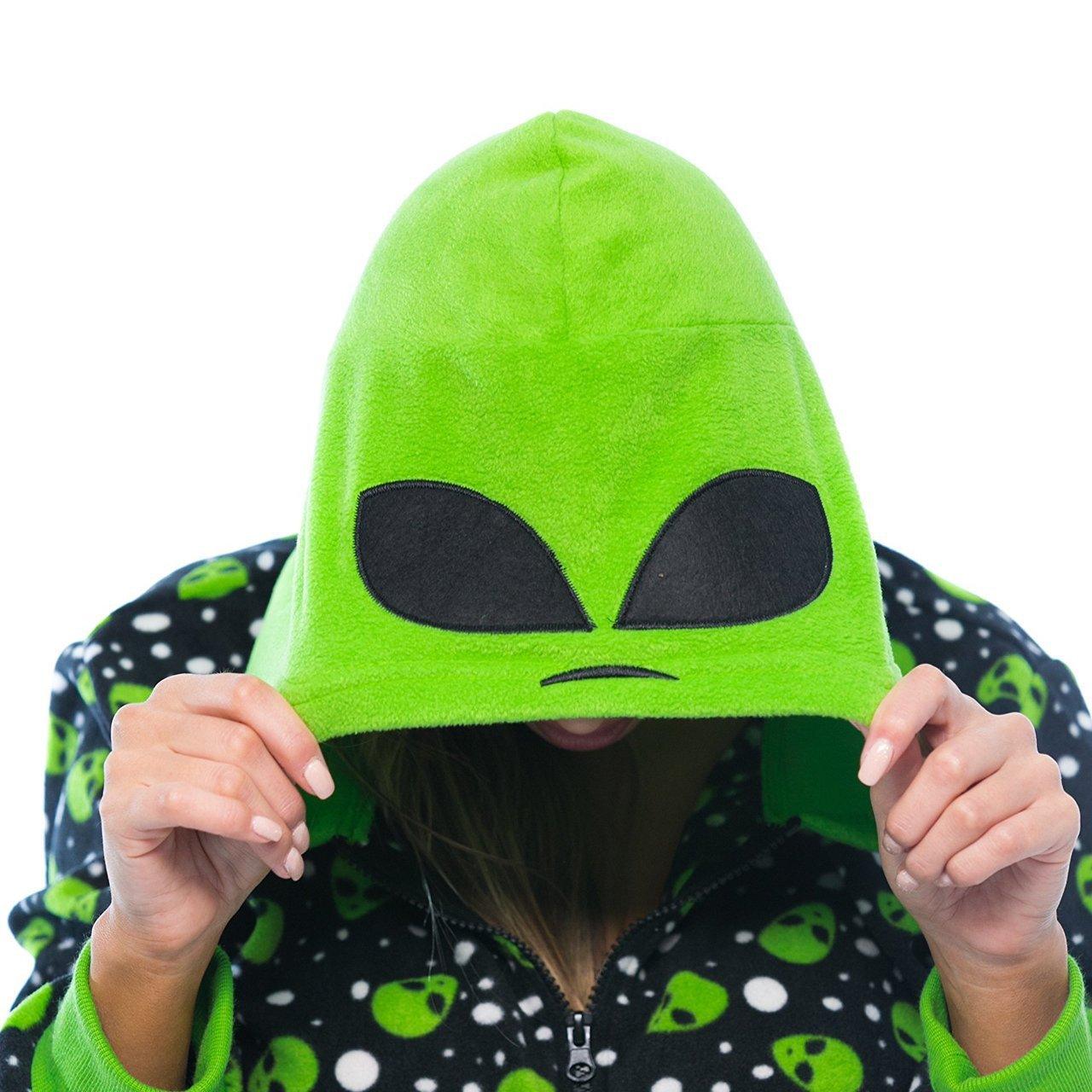 Alien Adult Onesie Kigurumi Costume Halloween Horror ghost face mask Jumpsuits - Pajamasbuy