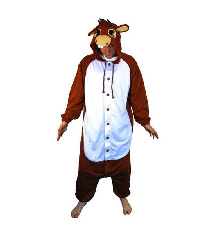 Animal Adult Brown Donkey Onesies Hoodie kigurumi Pajamas - Pajamasbuy