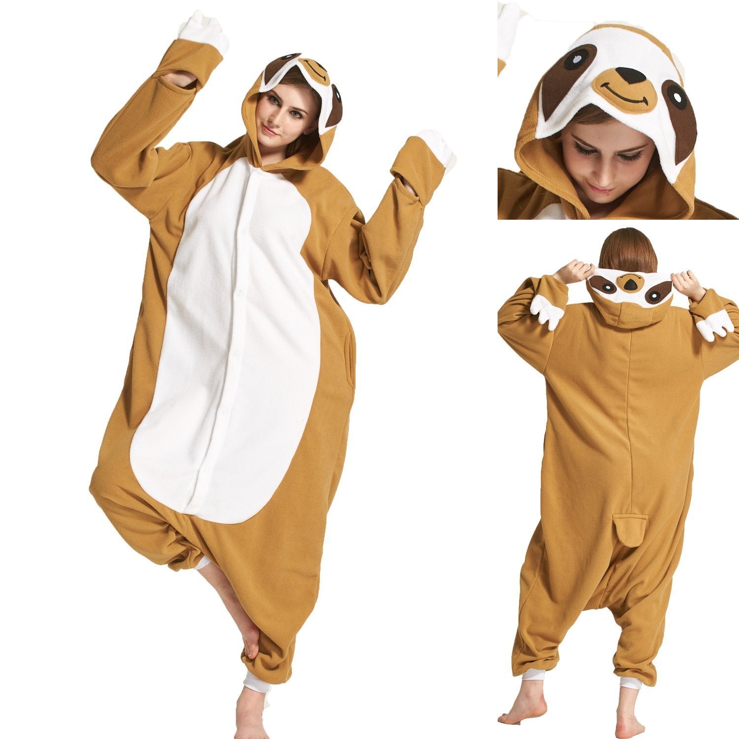 BuyAnimal Adult Sloth Onesies Hoodie kigurumi Costume Pajamas Now Cheaper With 3 - 5 Days Ship - PajamasBuy