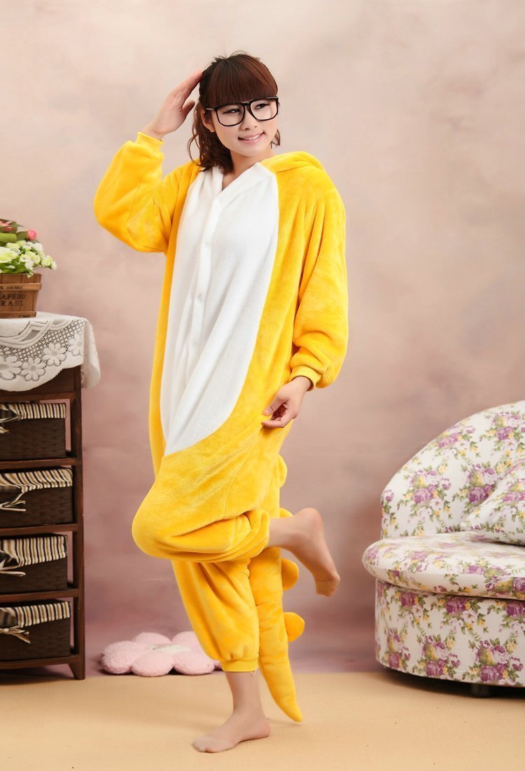 BuyAnimal Adult Yellow Dinosaur Onesie kigurumi Costume Pajamas Now Cheaper With 3 - 5 Days Ship - PajamasBuy