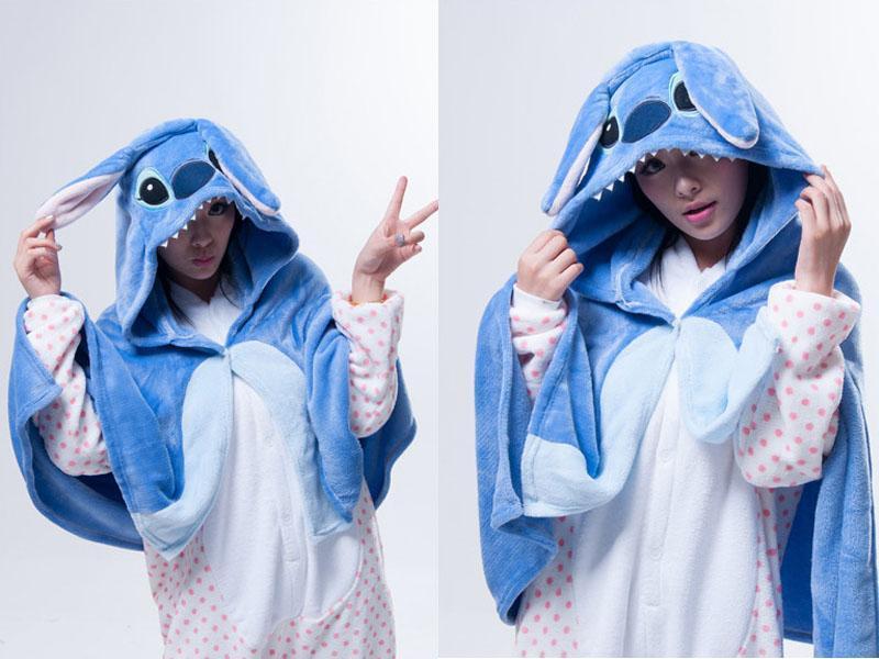 BuyAnimal Kigurumi Blue Stitch Cosplay Costume Hoodie Cloak Now Cheaper With 3 - 5 Days Ship - PajamasBuy