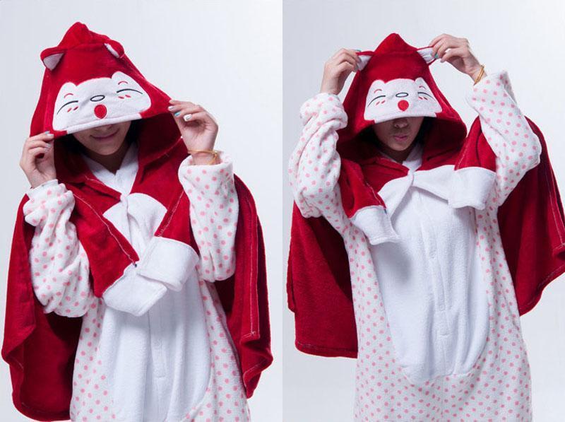 BuyAnimal Kigurumi Red Fox Ali Cosplay Costume Hoodie Cloak Shawl Now Cheaper With 3 - 5 Days Ship - PajamasBuy