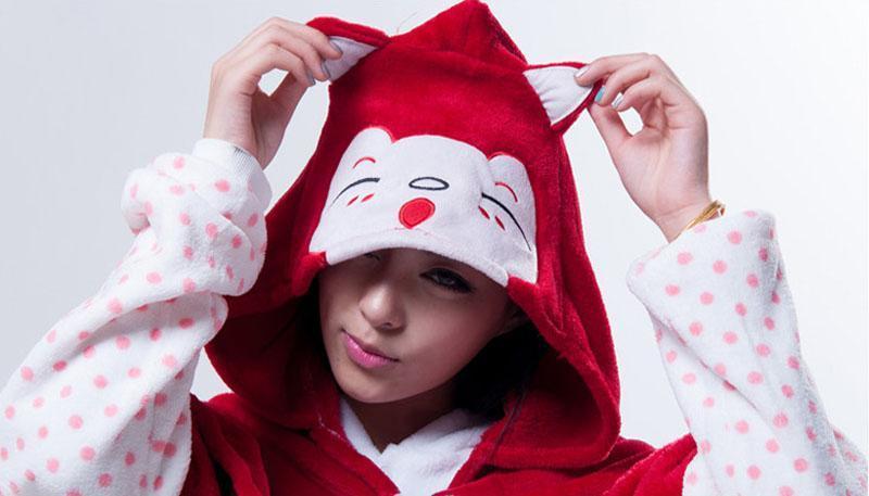 BuyAnimal Kigurumi Red Fox Ali Cosplay Costume Hoodie Cloak Shawl Now Cheaper With 3 - 5 Days Ship - PajamasBuy