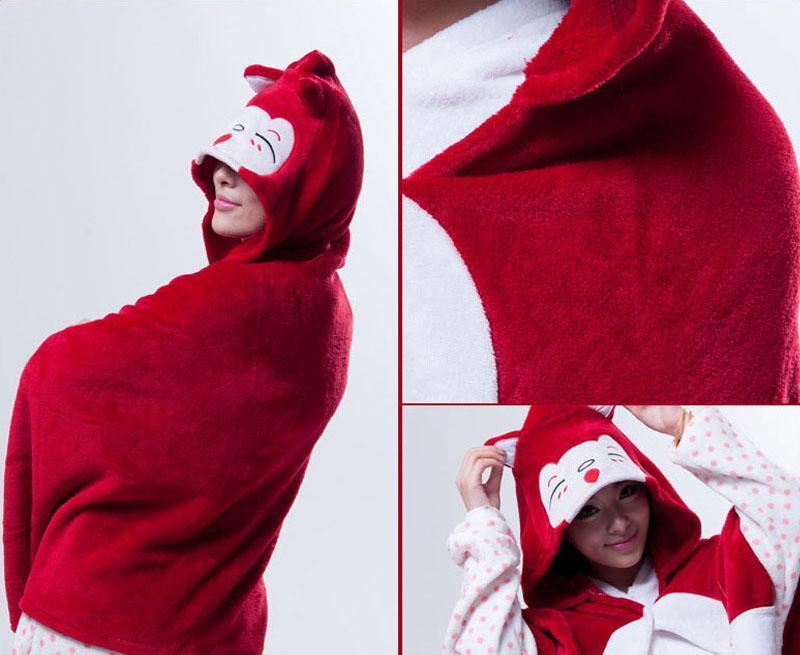 BuyAnimal Kigurumi Red Fox Ali Cosplay Costume Hoodie Cloak Shawl Now Cheaper With 3 - 5 Days Ship - PajamasBuy