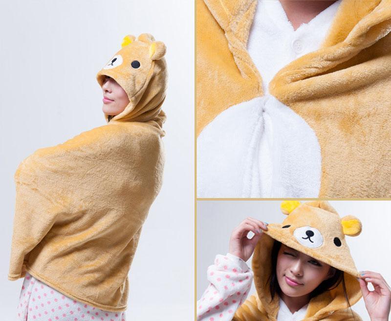 Animal Kigurumi Rilakkuma Cosplay Costume Hoodie Cloak Shawl - Pajamasbuy