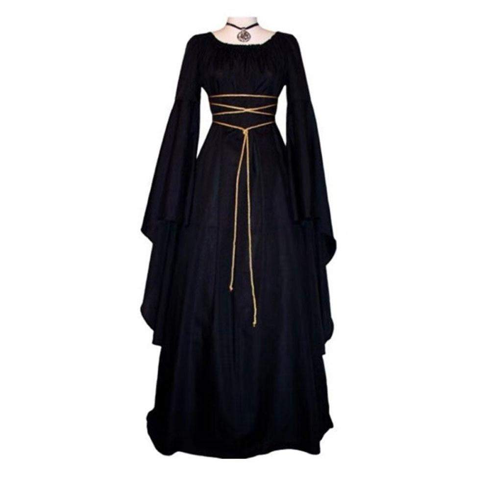 BuyAntique solid color Halloween witch long sleeve dress Now Cheaper With 3 - 5 Days Ship - PajamasBuy