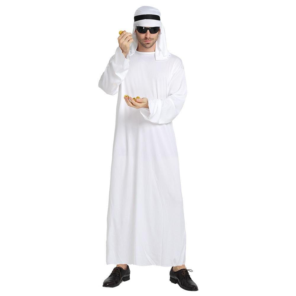 Arab sheik Prince masquerade male pure white Middle East Dubai clothes - Pajamasbuy