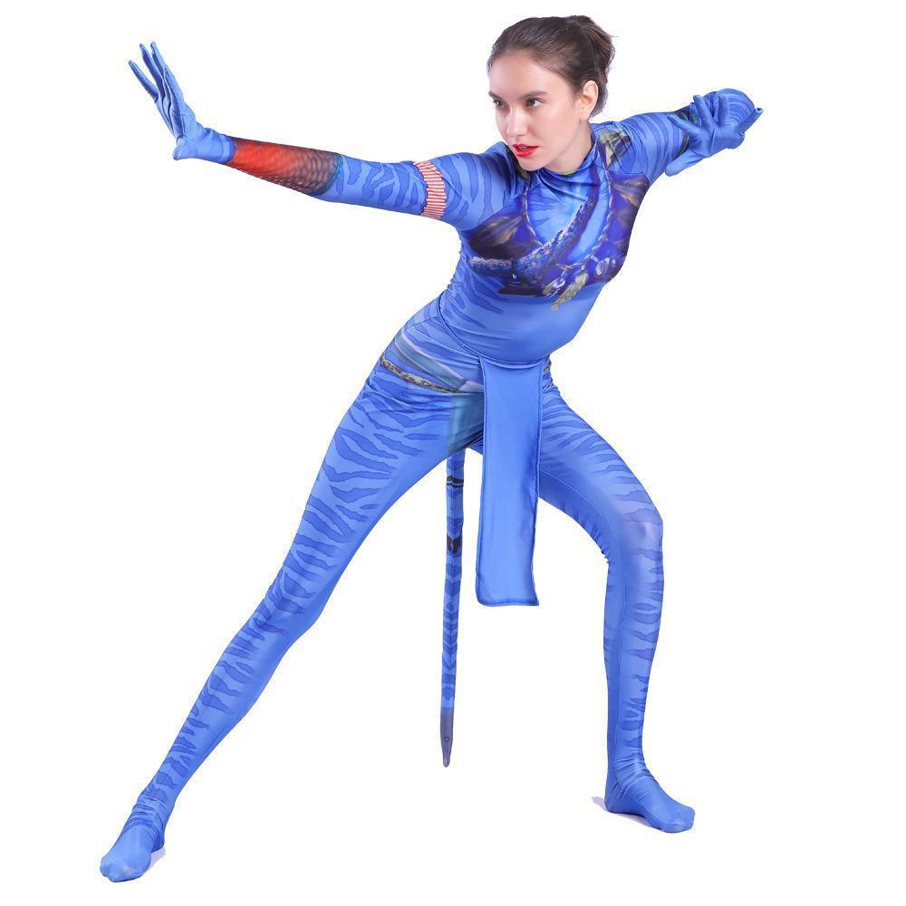 Avatar 2 Neytiri Battle Costume Tail Suit Unisex Jumpsuit Halloween Cosplay Zentai Bodysuit for Adult Kids - Pajamasbuy