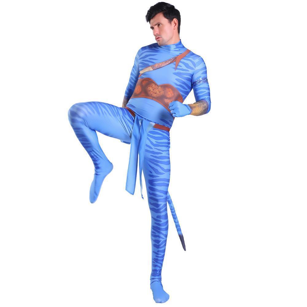 Avatar 2 Neytiri Battle Costume Tail Suit Unisex Jumpsuit Halloween Cosplay Zentai Bodysuit for Adult Kids - Pajamasbuy