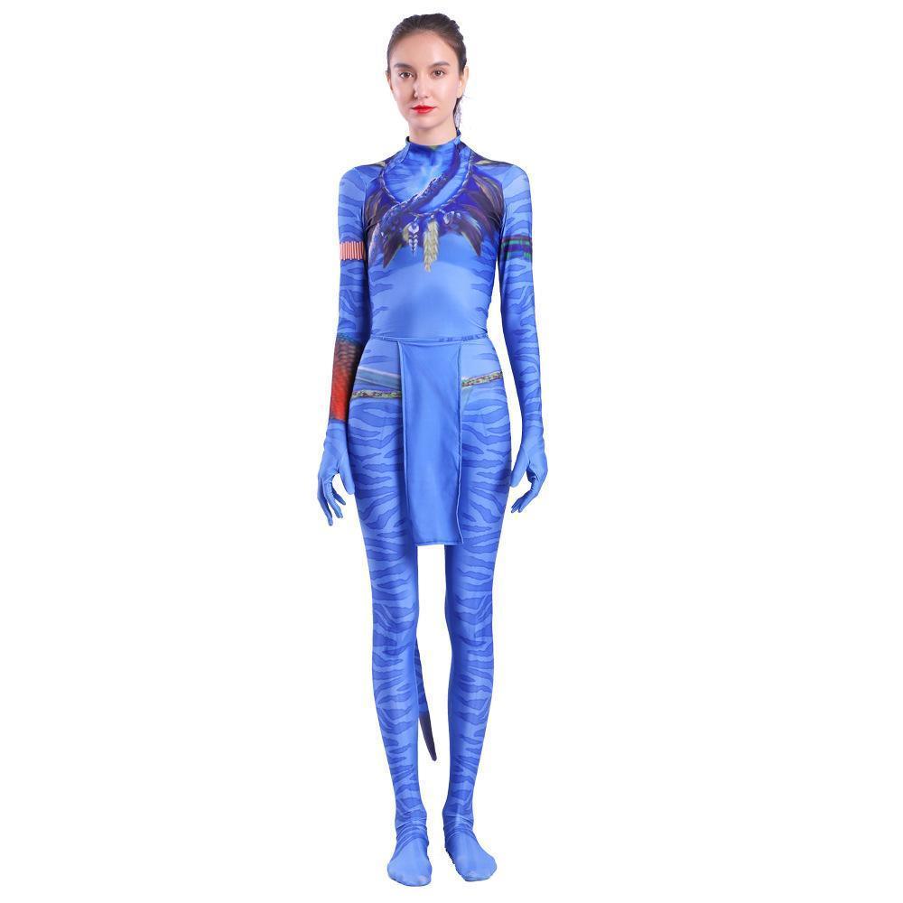 Avatar 2 Neytiri Battle Costume Tail Suit Unisex Jumpsuit Halloween Cosplay Zentai Bodysuit for Adult Kids - Pajamasbuy