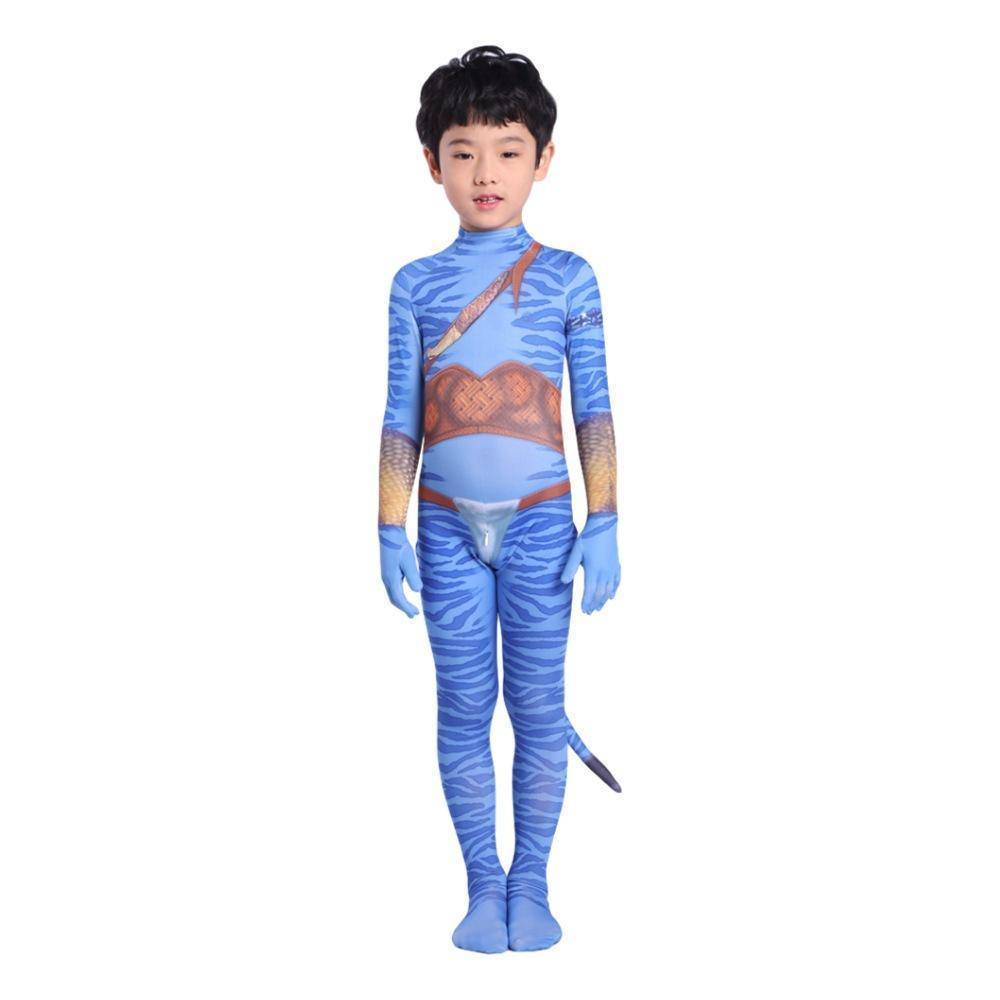 Avatar 2 Neytiri Battle Costume Tail Suit Unisex Jumpsuit Halloween Cosplay Zentai Bodysuit for Adult Kids - Pajamasbuy