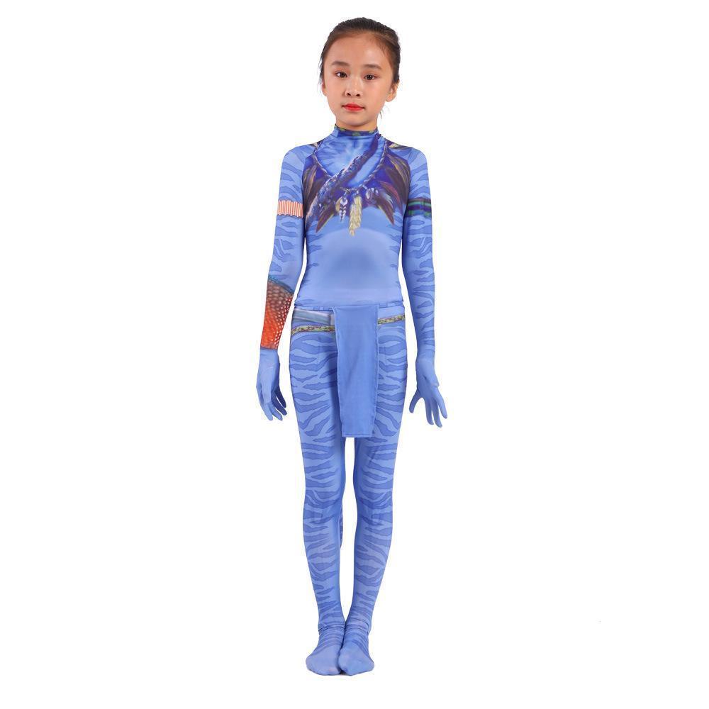 Avatar 2 Neytiri Battle Costume Tail Suit Unisex Jumpsuit Halloween Cosplay Zentai Bodysuit for Adult Kids - Pajamasbuy