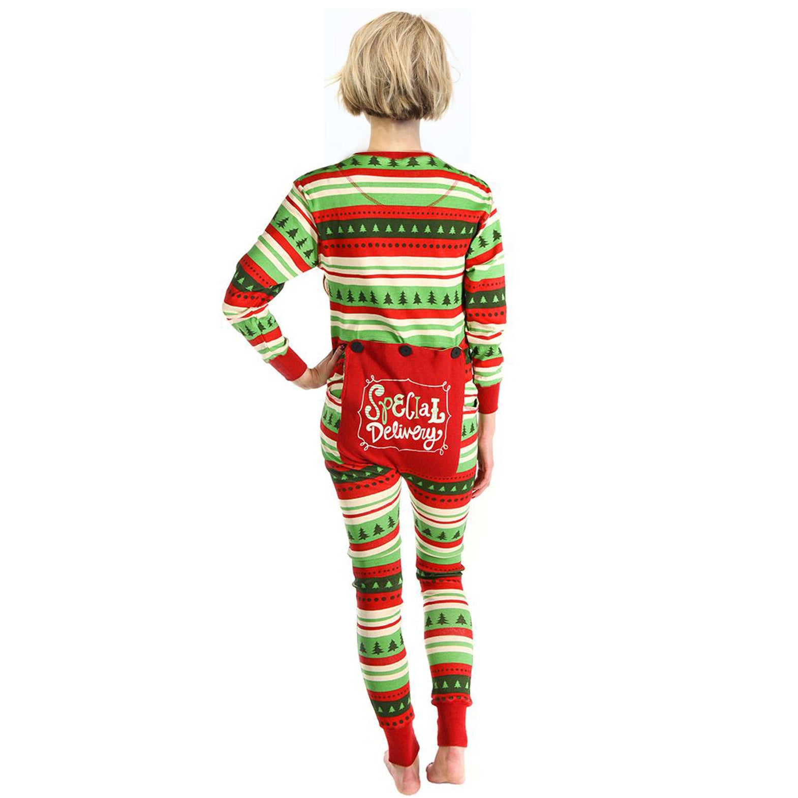 Family Christmas Matching Pajamas Jumpsuit with Fun Patch On Butt for Adults Kids and Babies