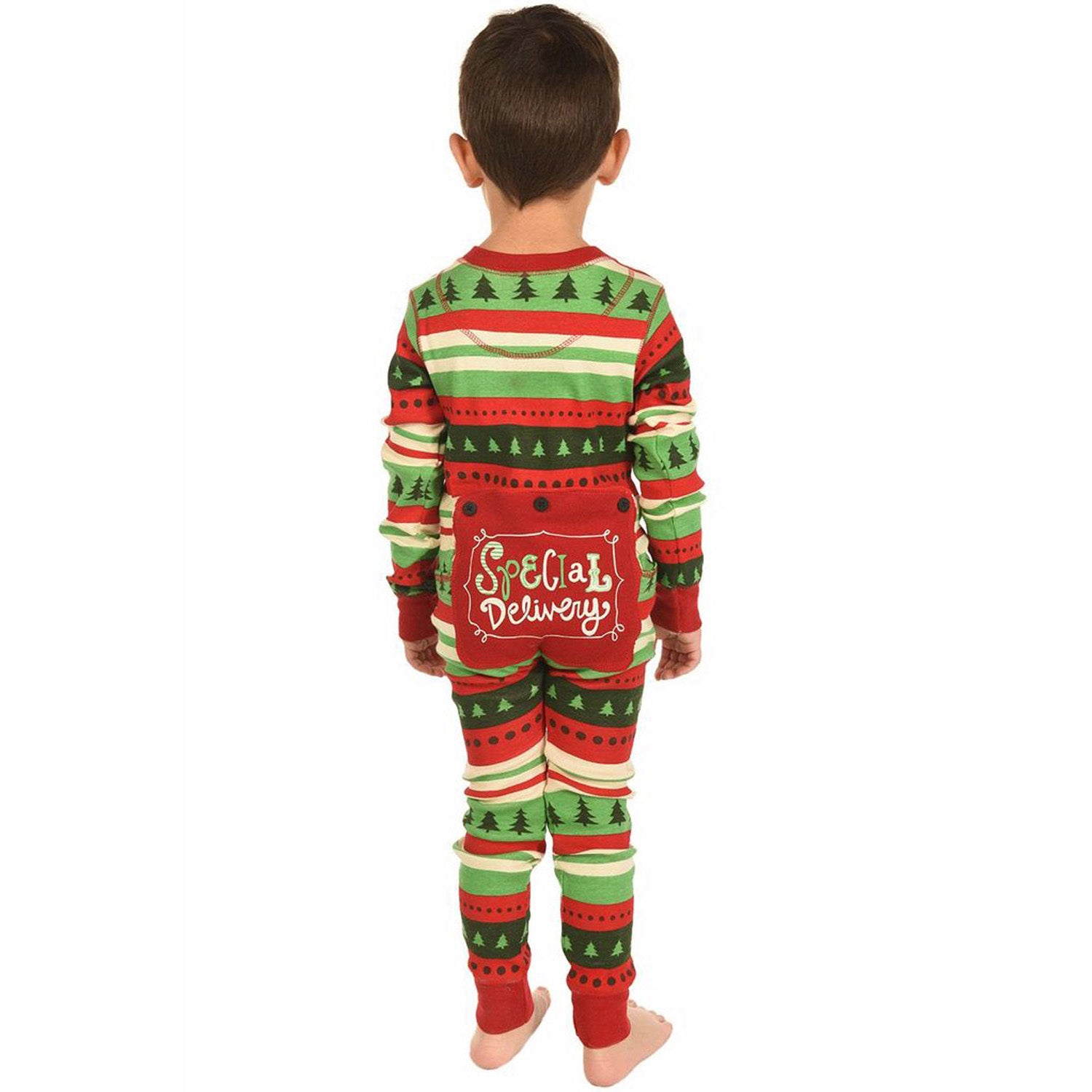 Family Christmas Matching Pajamas Jumpsuit with Fun Patch On Butt for Adults Kids and Babies