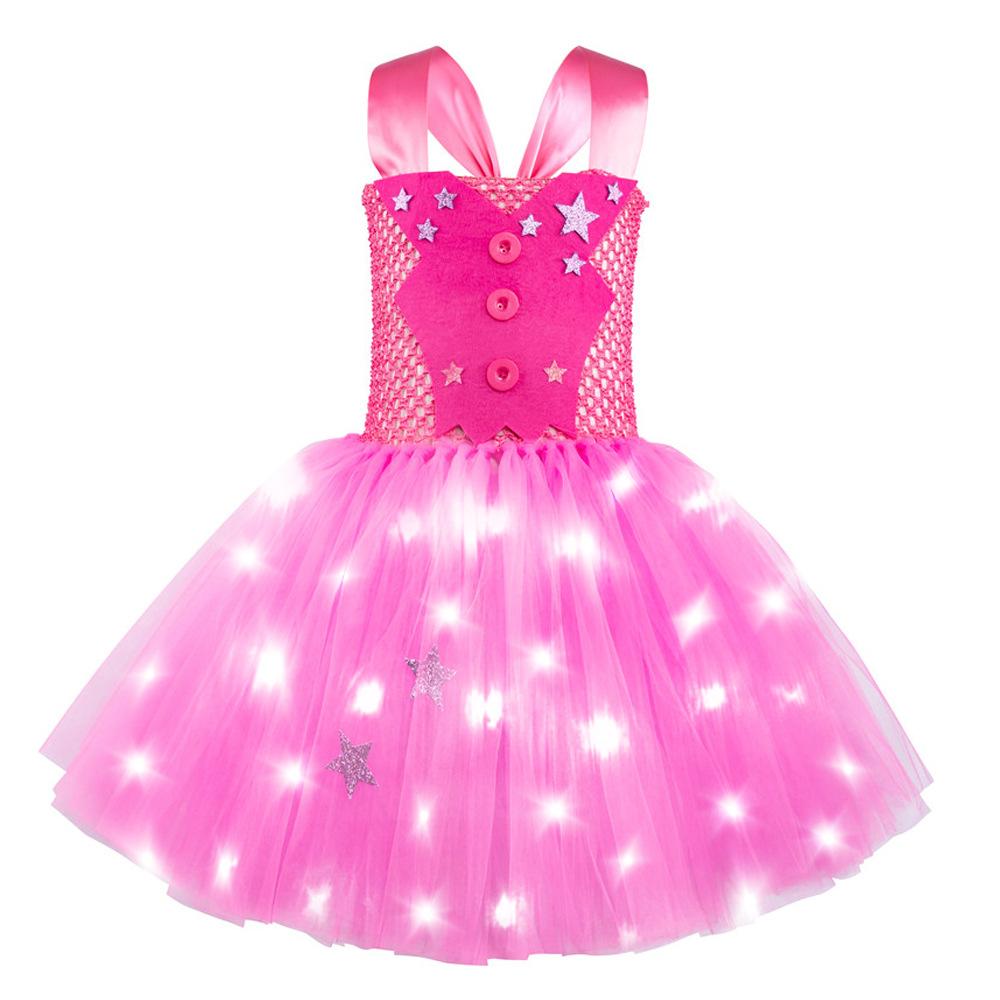 BuyBarbie Movie Margot Barbie Pink Glow Tutu Dress Halloween Outfits Cosplay Costume Kids Now Cheaper With 3 - 5 Days Ship - PajamasBuy