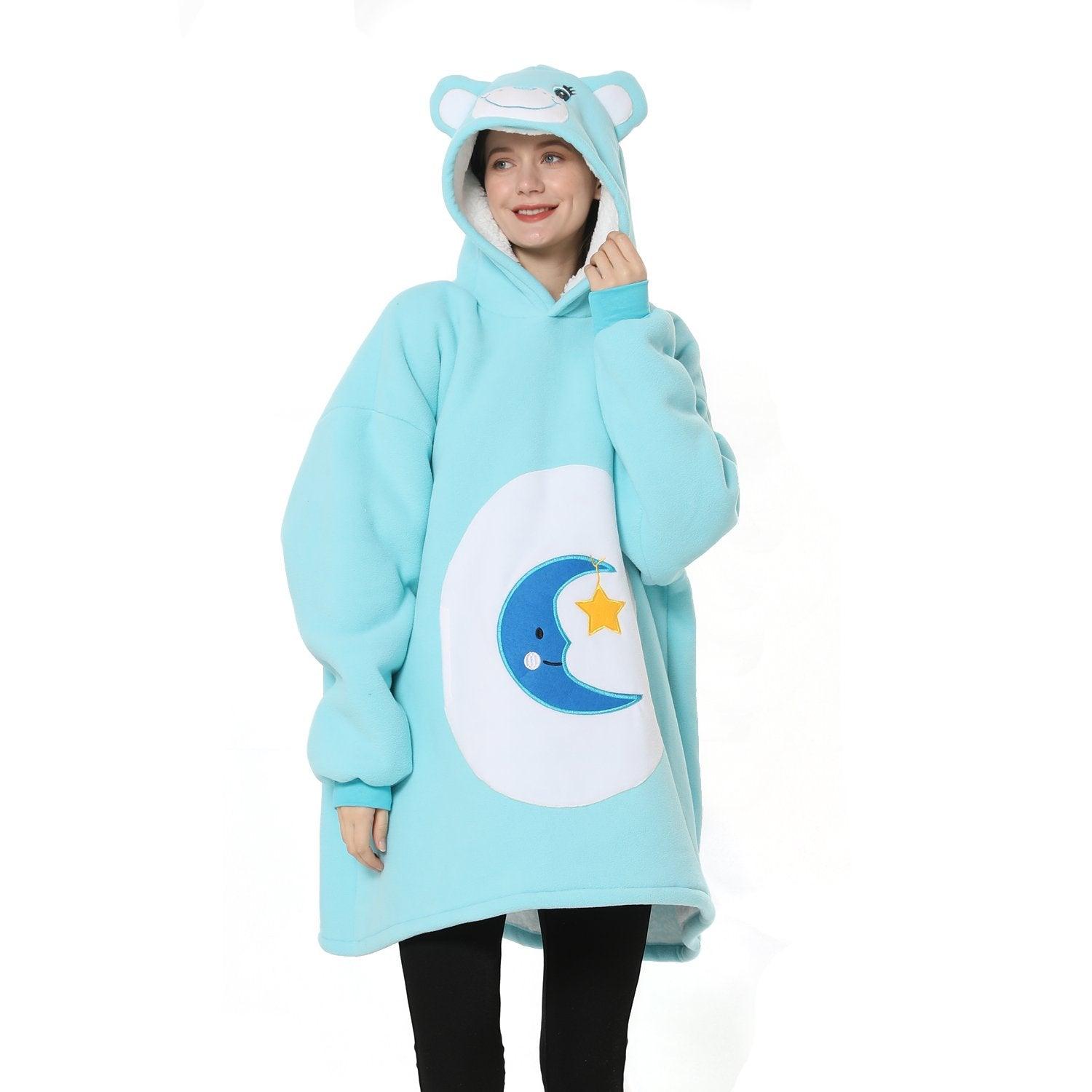 Bed Time Care Bear Animal Keep Warm Hoodie Wearable Costume Cartoon Lazy TV Blanket - Pajamasbuy