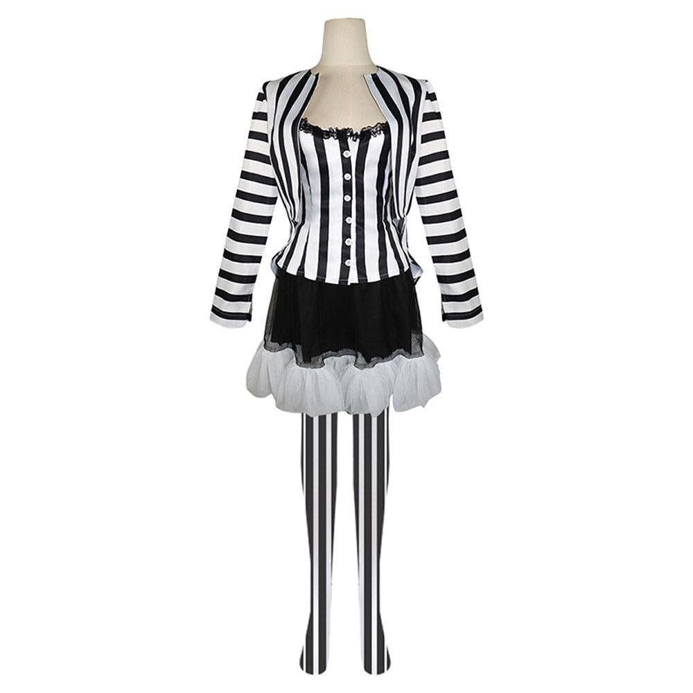 BuyBeetlejuice 2 Costume Black and White Striped Women Dress Outfits Now Cheaper With 3 - 5 Days Ship - PajamasBuy