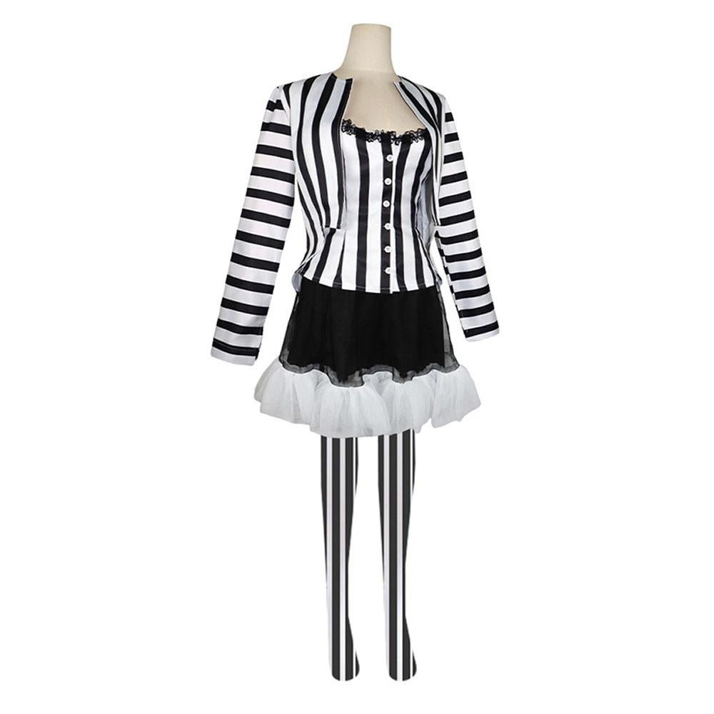 BuyBeetlejuice 2 Costume Black and White Striped Women Dress Outfits Now Cheaper With 3 - 5 Days Ship - PajamasBuy