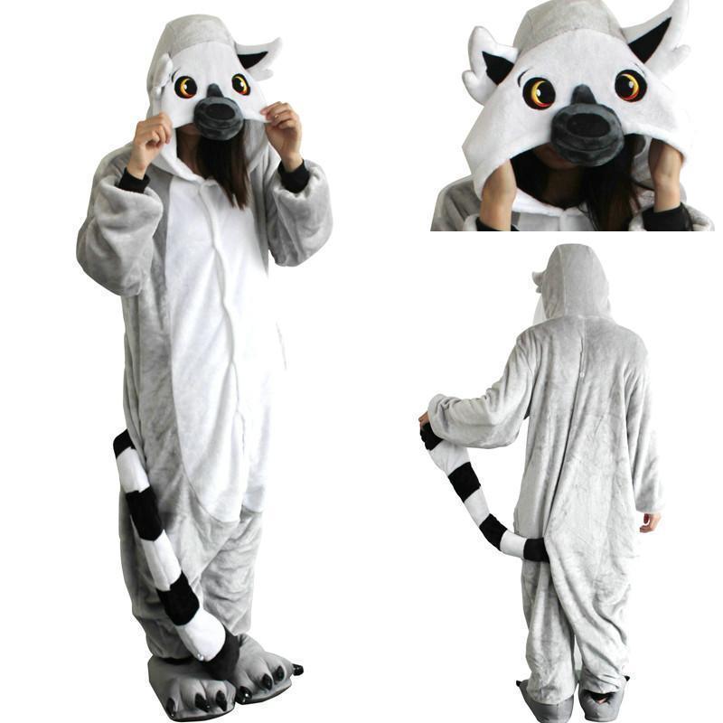 Big Tail Lemur Onesies Hoodie Pajamas Animal Kigurumi Pajamas - Pajamasbuy