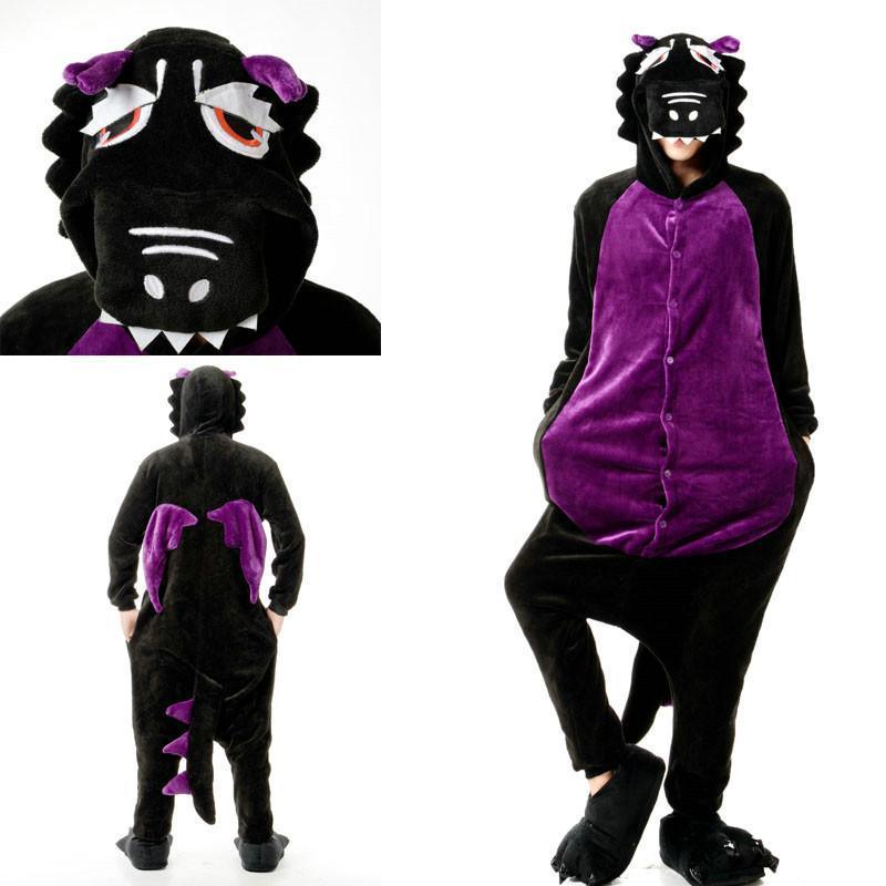 Black Dragon Adult Animal Kigurumi Oneises Costume Pajamas - Pajamasbuy