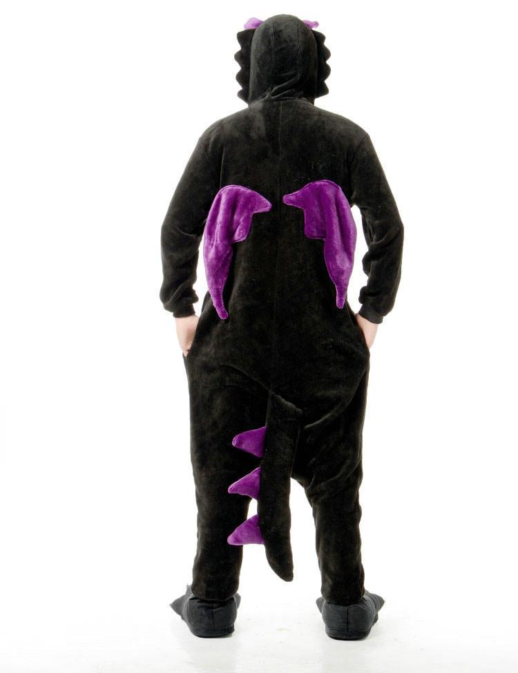 BuyBlack Dragon Adult Animal Kigurumi Oneises Costume Pajamas Now Cheaper With 3 - 5 Days Ship - PajamasBuy