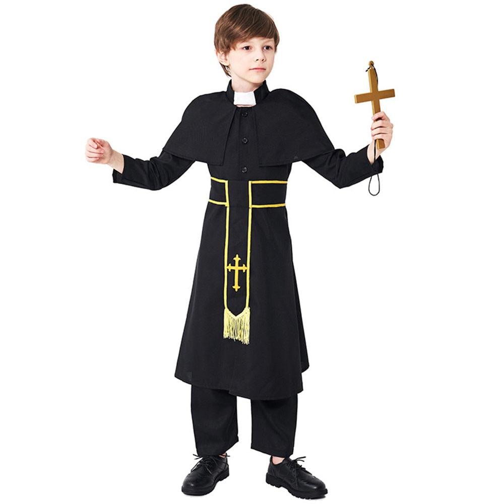 BuyBlack Robed Priest Halloween Outfits Carnival Cosplay Costume For Kids Now Cheaper With 3 - 5 Days Ship - PajamasBuy