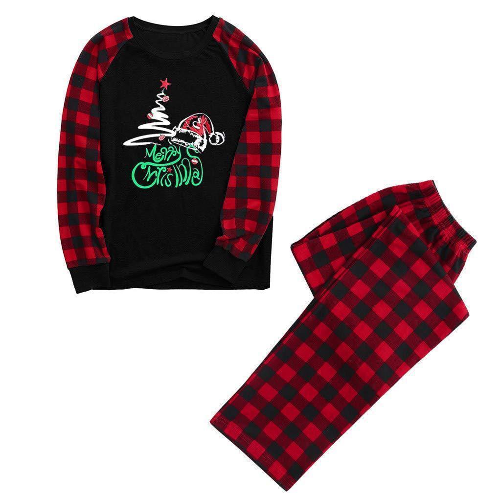 Christmas Family Matching Sleepwear Pajamas Sets red tree Top and Red Plaid Pants - Pajamasbuy