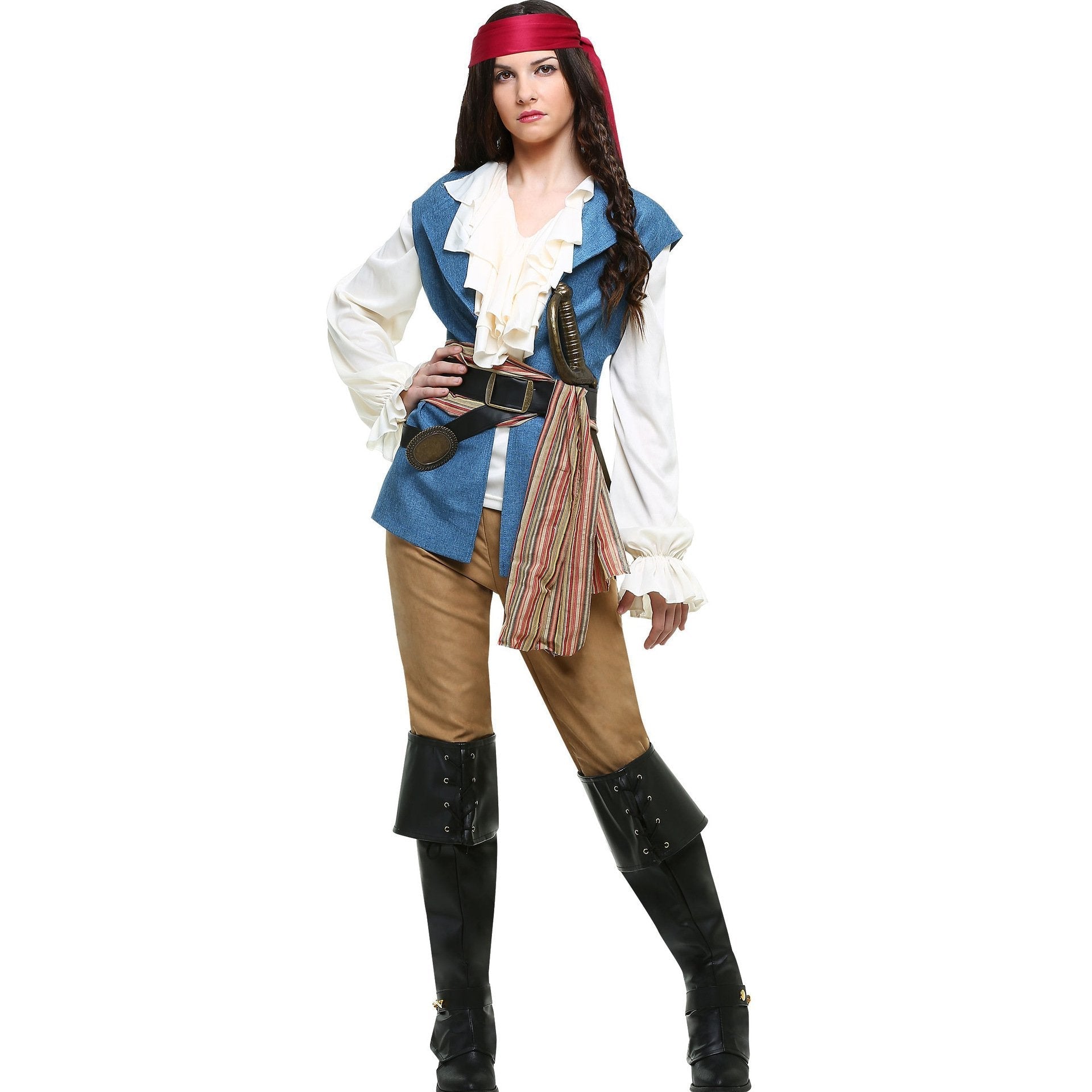 BuyCouples Caribbean Captain Pirate Outfit Cosplay Costumes Fancy Dress Halloween Adult Now Cheaper With 3 - 5 Days Ship - PajamasBuy