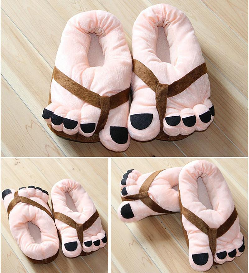 COVER HEEL Cartoon Big Toes Funny Winter Warm Slipper Household Shoes - Pajamasbuy