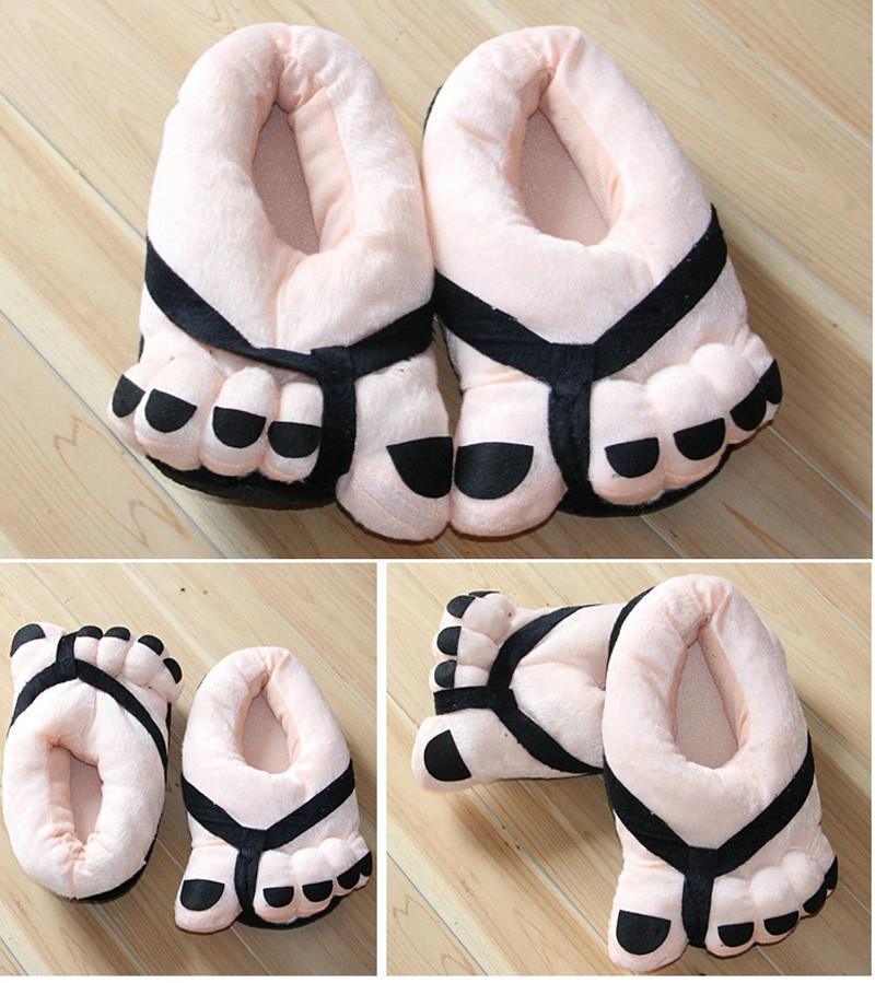 COVER HEEL Cartoon Big Toes Funny Winter Warm Slipper Household Shoes - Pajamasbuy