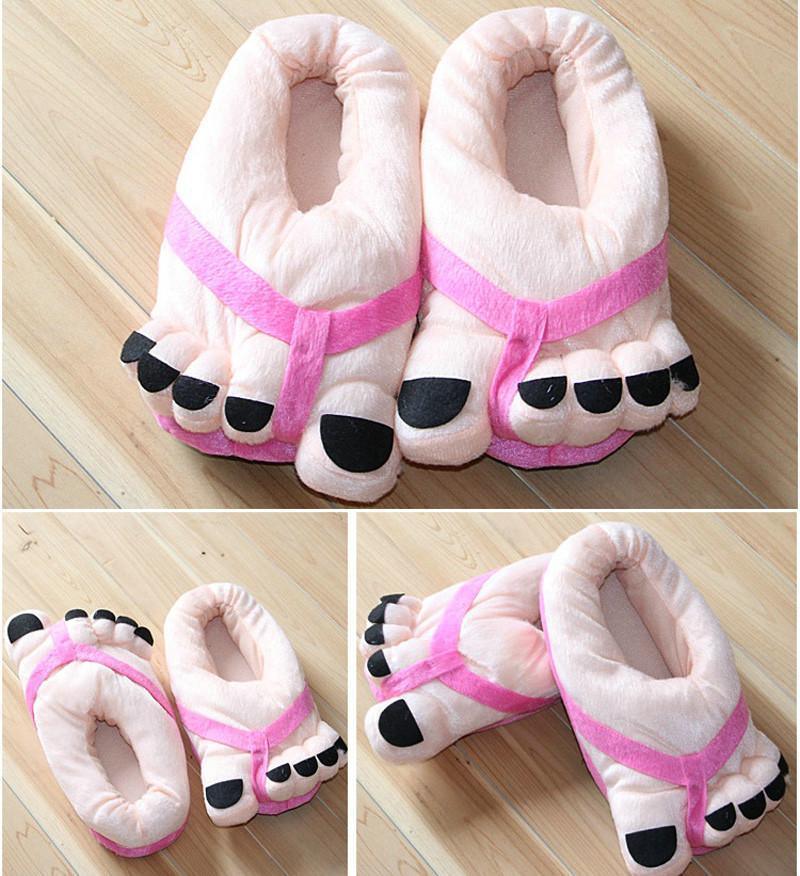 COVER HEEL Cartoon Big Toes Funny Winter Warm Slipper Household Shoes - Pajamasbuy