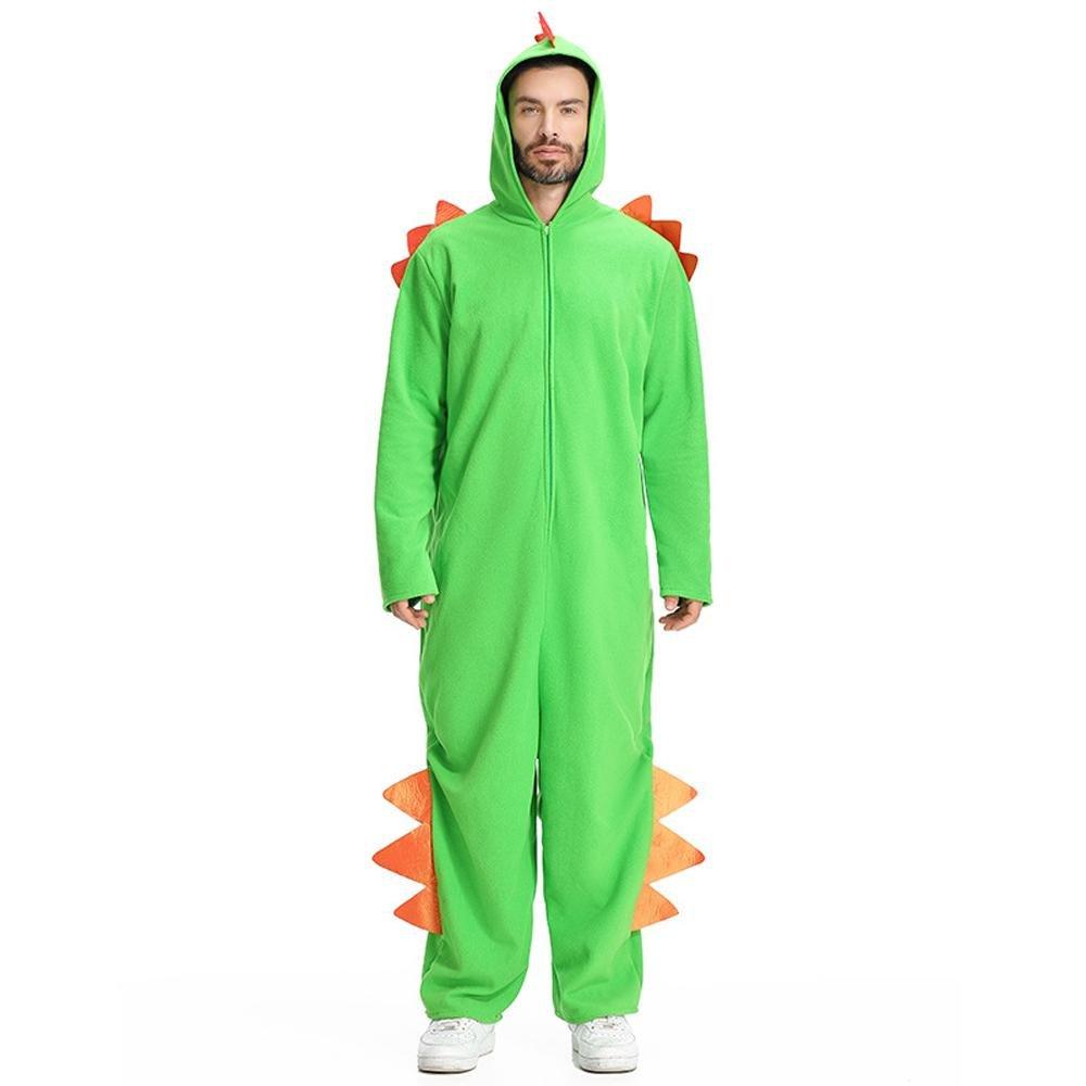 Cute Green Big Tail Dinosaur Animal Adult Jumpsuit Cosplay Costume Carnival - Pajamasbuy