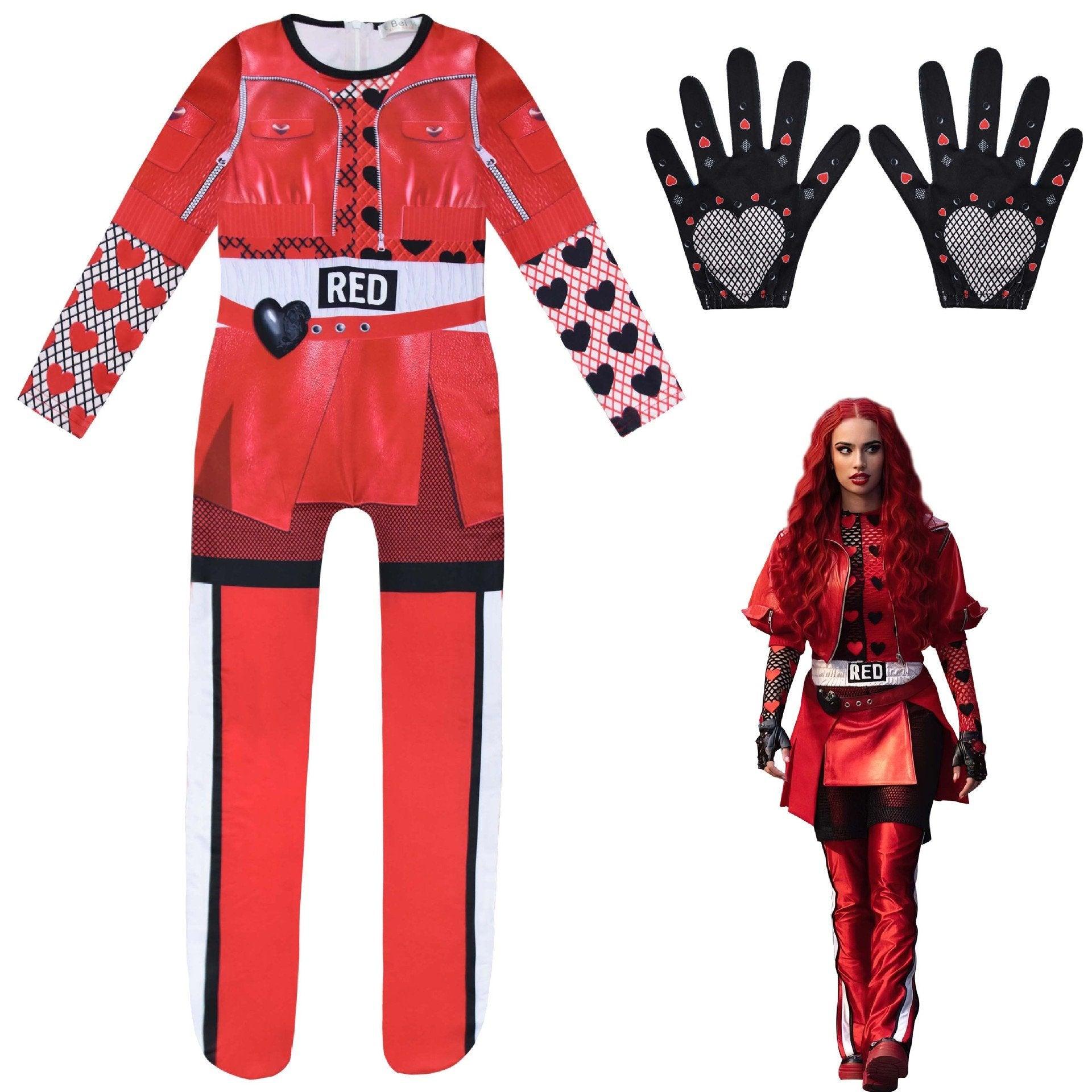 Descendants 4 Queen Of Hearts Red Costume For Girls Kids Halloween - Pajamasbuy