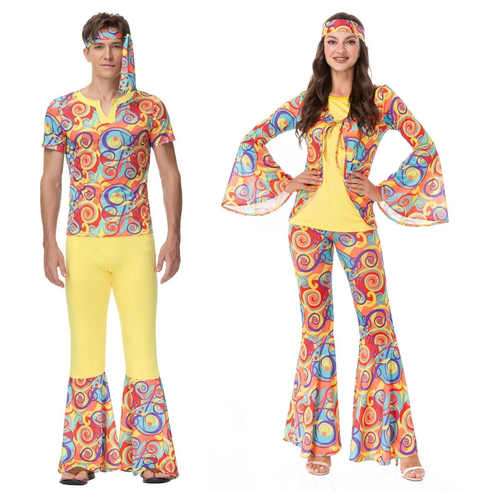 Disco 70s Fancy Dress Retro hip - hop hippie Couple Stage Costumes Halloween - Pajamasbuy