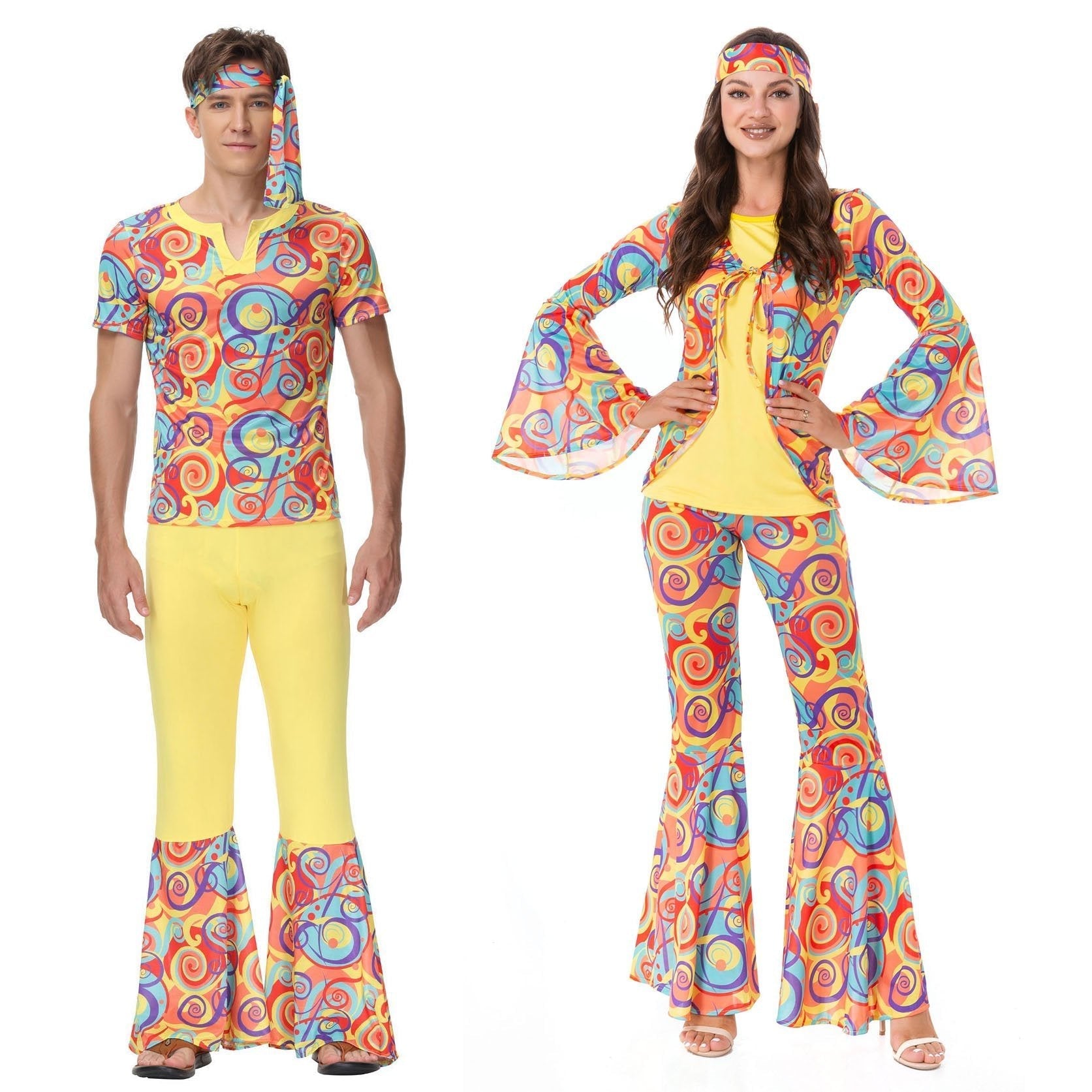 BuyDisco 70s Fancy Dress Retro hip - hop hippie Couple Stage Costumes Halloween Now Cheaper With 3 - 5 Days Ship - PajamasBuy