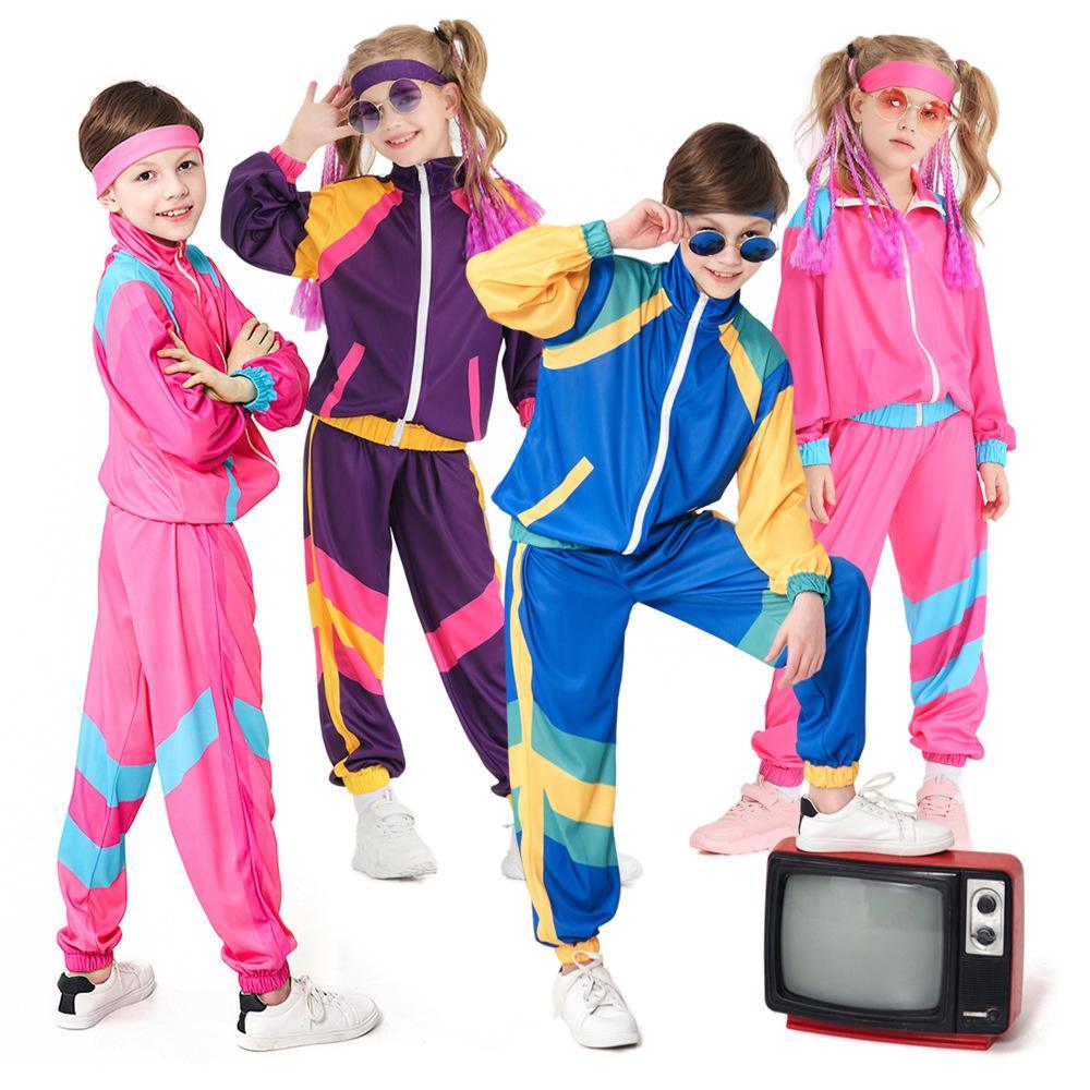 Disco 80S Costume Outfits Dance Set Hip Hop Modern Jazz Team Performance Kids - Pajamasbuy