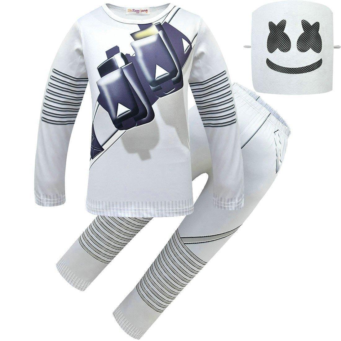 DJ Marshmello Chris Comstock Costume Top Pants Mask for Kid - Pajamasbuy