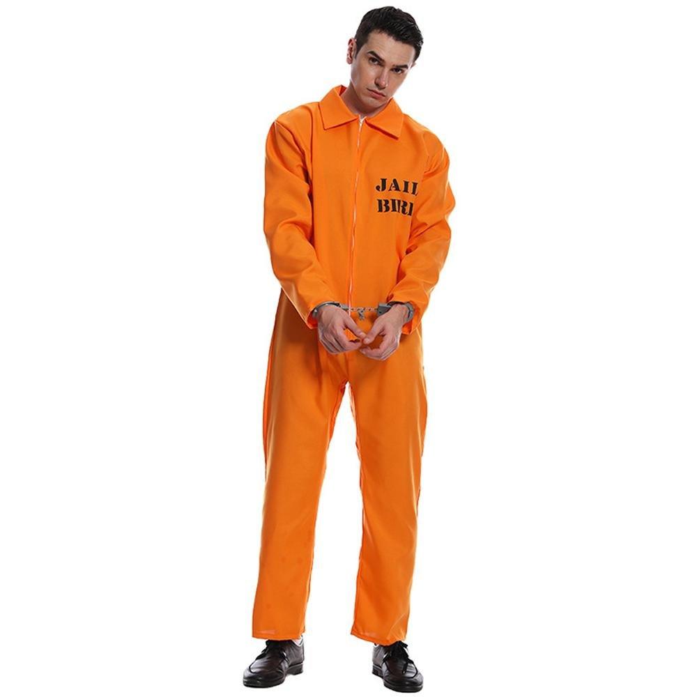 Escaped Prisoner Costume Cosplay Party Jumpsuit Uniform Suit Halloween For Men Women - Pajamasbuy