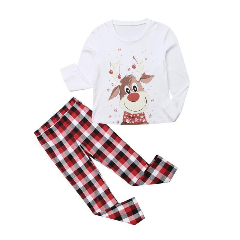 Family Matching Senta Elk Printed Long Sleeve Christmas Pajamas Set - Pajamasbuy