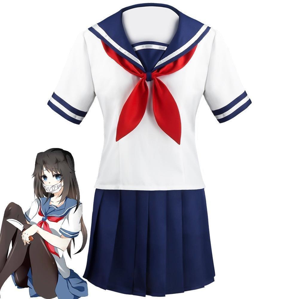 Game Yandere Simulator Cosplay Costume Uniform JK School Uniform Outfit Sailor Suit T-shirt Skirt for Women - Pajamasbuy