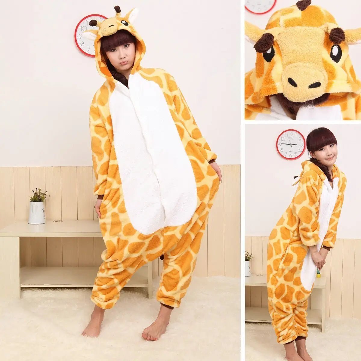 BuyGiraffe Onesie Hoodie Pajamas Fleece Animal Costume Kigurumi Now Cheaper With 3 - 5 Days Ship - PajamasBuy