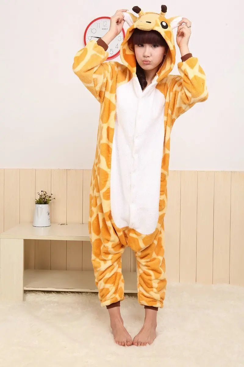 BuyGiraffe Onesie Hoodie Pajamas Fleece Animal Costume Kigurumi Now Cheaper With 3 - 5 Days Ship - PajamasBuy