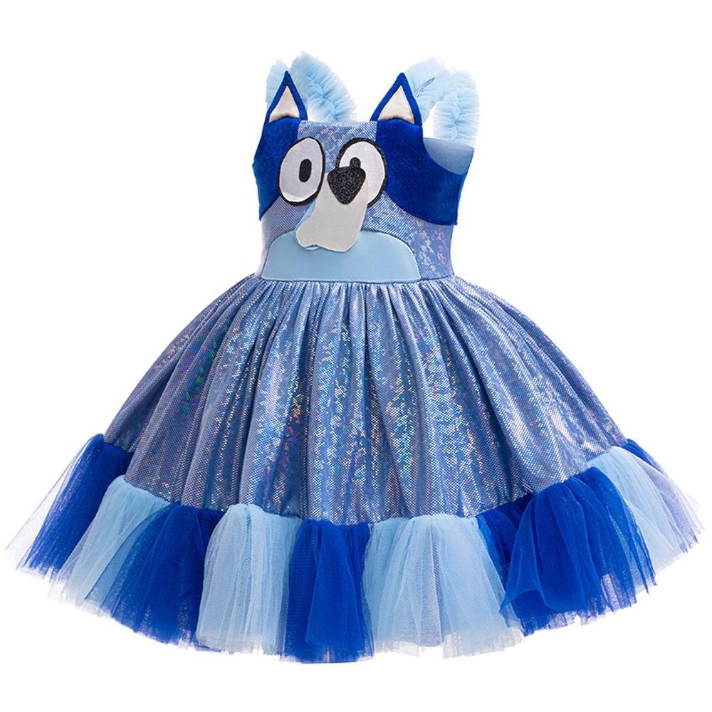 Girls' Bluey Princess Dress Costume Cartoon Print Cosplay Tutu for Kids - Pajamasbuy